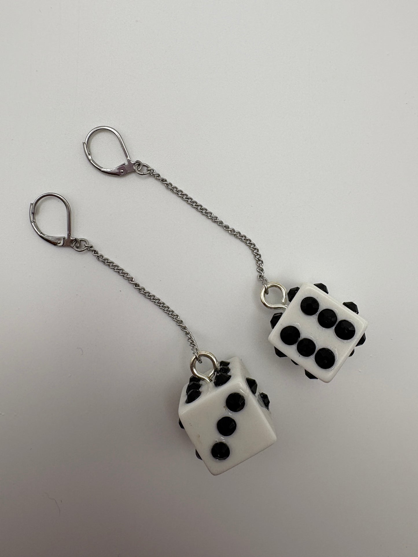 Dice & Chain Earrings (Rhinestones)