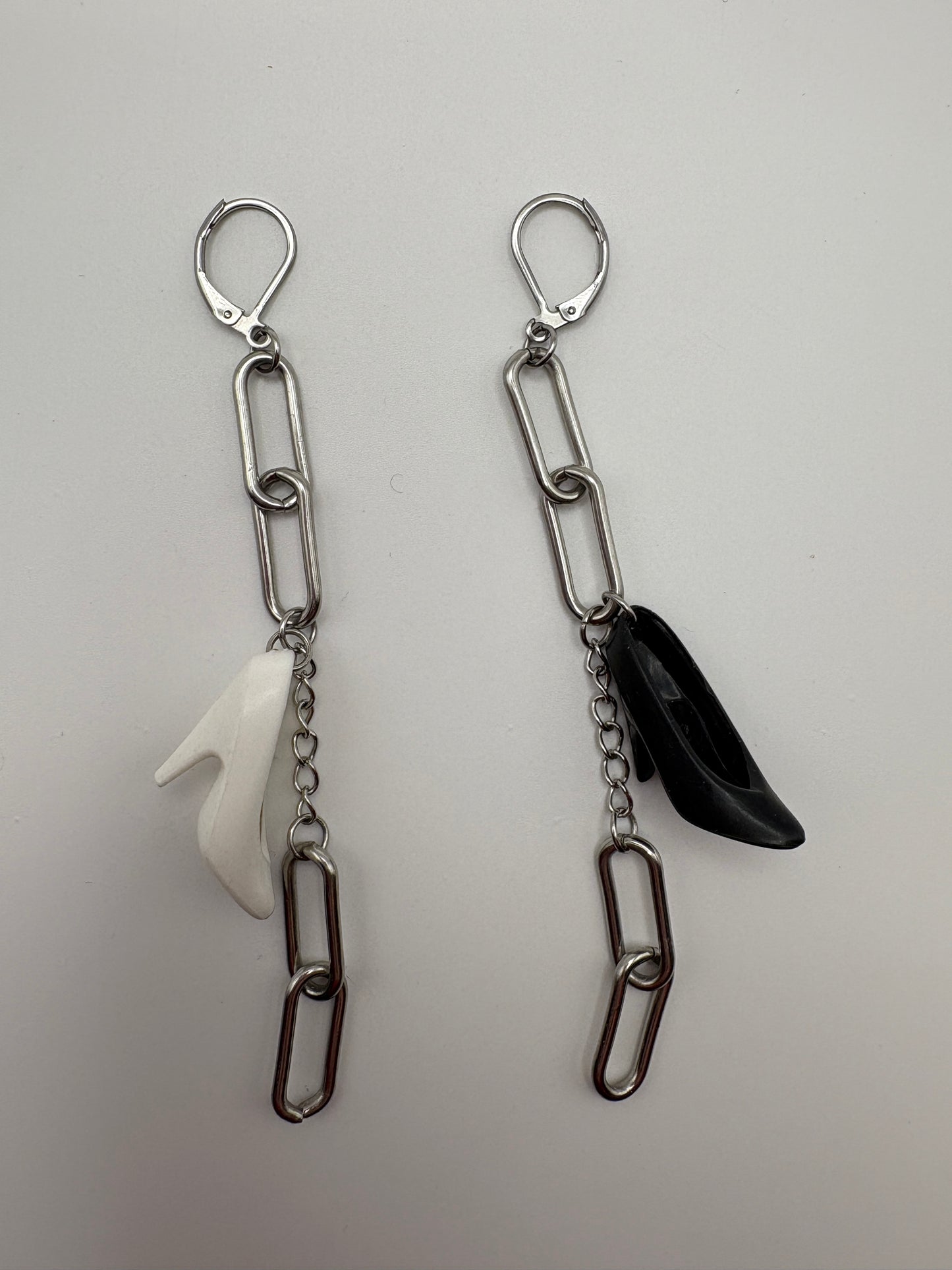 B&W Barbie Heel Earrings