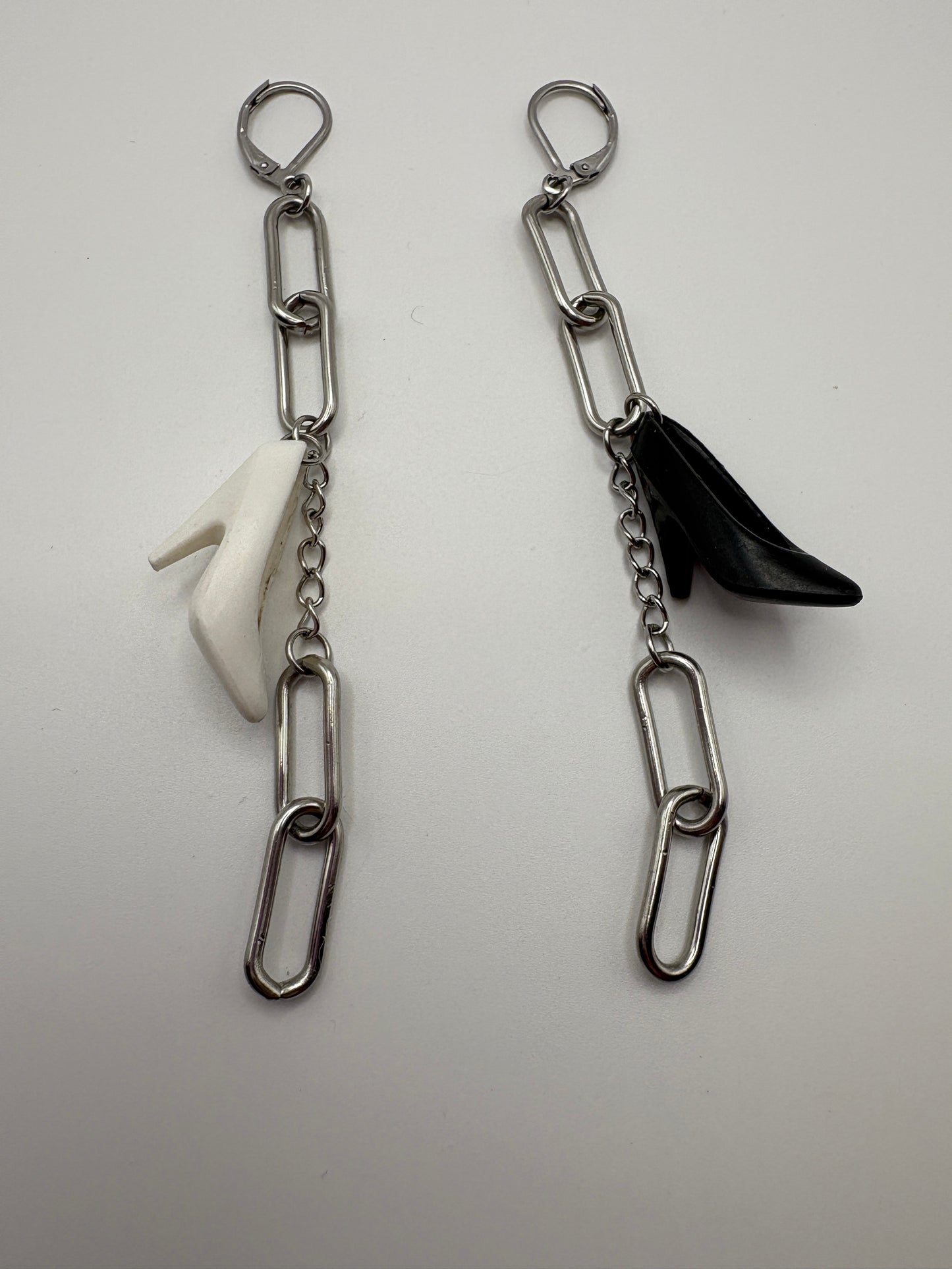 B&W Barbie Heel Earrings