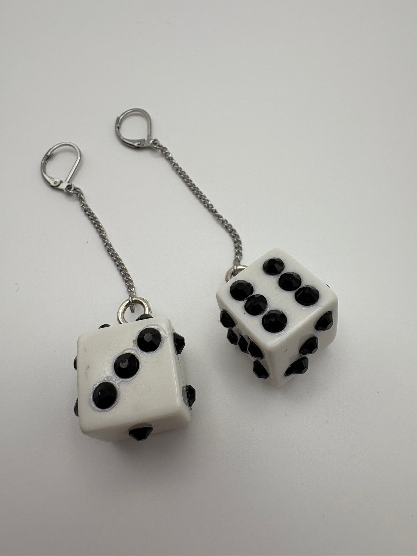 Dice & Chain Earrings (Rhinestones)