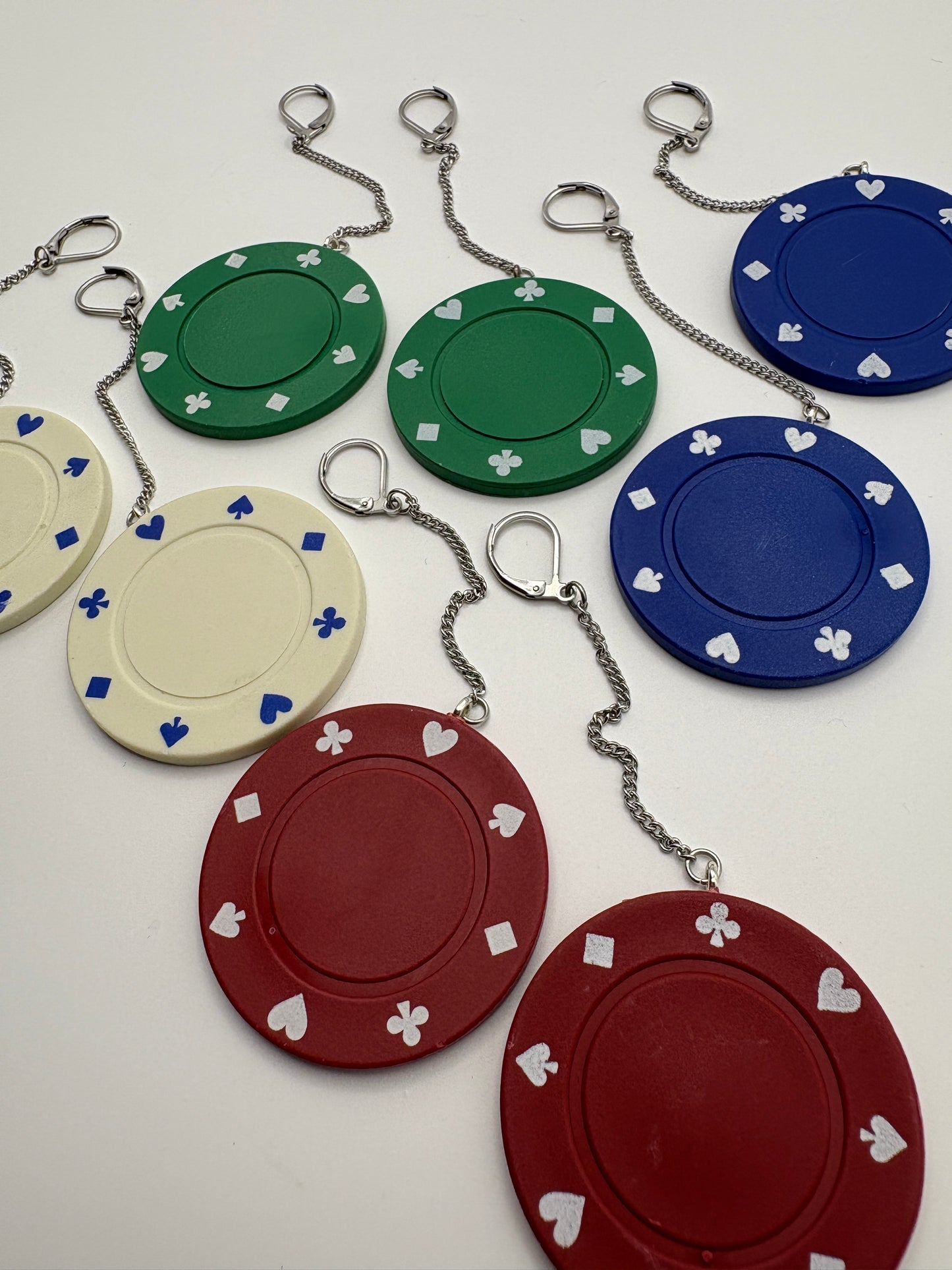 Poker Chip Earrings (Multiple Colors)